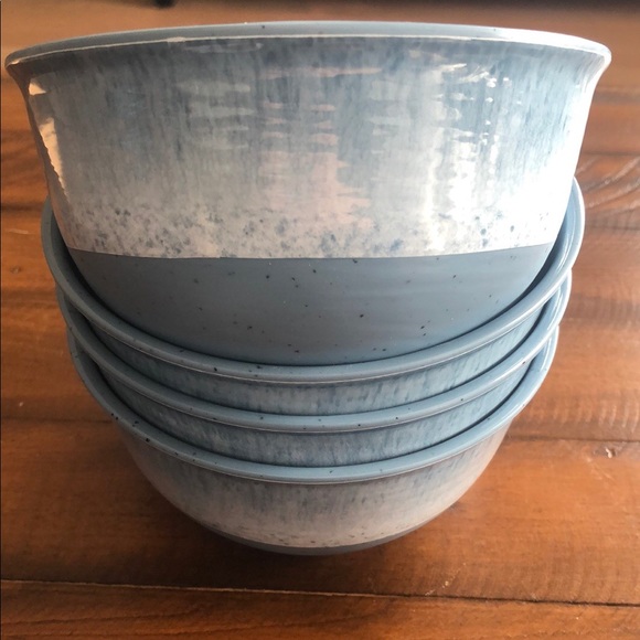 Tommy Bahama Melamine 6” Blue Speckled Bowls Set 4 - Picture 1 of 6